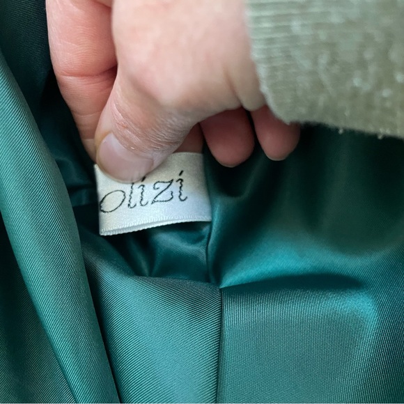 Xiaolizi Handmade Green Wool Tunic Cape Dress Loose Lined Pockets #2065 Size XL - Picture 13 of 13